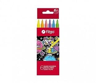 MARCADOR ESCOLAR FILGO PINTO 2220 FLUO EST X6