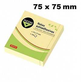 NOTAS ADHESIVAS PIZZINI AMARILLAS 75X75MM 100H
