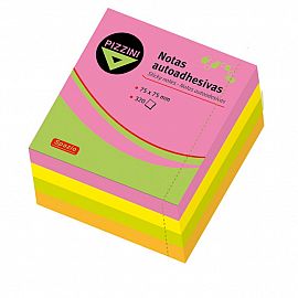 NOTAS ADHESIVAS PIZZINI FLUO 4 COLORES 75X75MM 320H