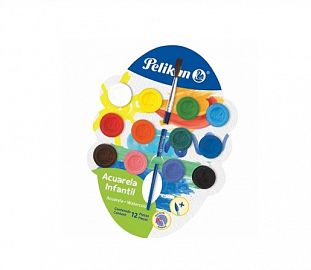 ACUARELA PELIKAN INFANTIL C/PINCEL EST X12