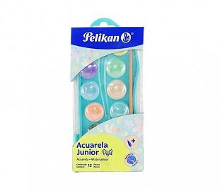 ACUARELA PASTEL PELIKAN JUNIOR C/PINCEL VERDE EST X12