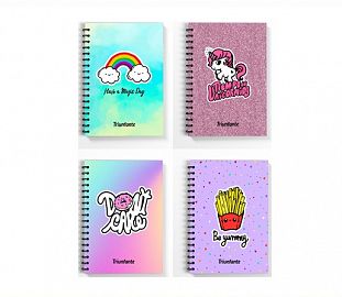 CUADERNO C/ESPIRAL TRIUNFANTE SPARKLY T/D A6 80H RAYADO