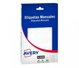 ETIQUETA AUTOADHESIVA AVERY 3006 REDONDA 25MM