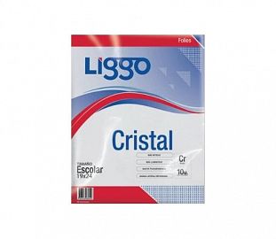 FOLIO LIGGO CRISTAL 40 MICRONES ESCOLAR X10