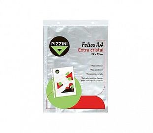 FOLIO PIZZINI EXTRA CRISTAL 50 MICRONES A4 BOLSA X100