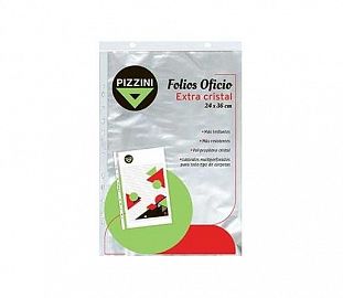 FOLIO PIZZINI EXTRA CRISTAL 50 MICRONES OFICIO BOLSA X10