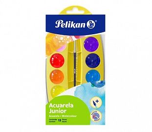 ACUARELA PELIKAN JUNIOR C/PINCEL AMARILLO EST X12