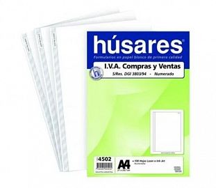 FORMULARIO CONTINUO HUSARES IVA VENT/COMP NUMERADO 80G 100H