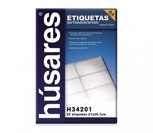 ETIQUETAS HUSARES H34201 HOJA ENTERA A4 X 25H