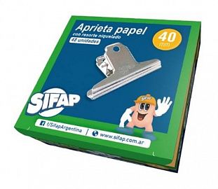 APRIETA PAPEL SIFAP NIQUELADO C/RESORTE 40MM