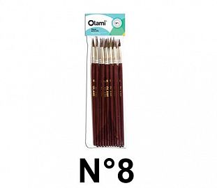 PINCEL PELO DE PONY REDONDO OLAMI 208 N°8 BL X12