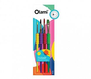 PINCEL OLAMI C/GRIP COLOR BL X4