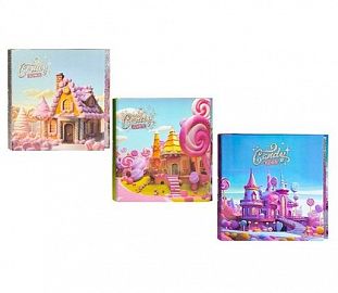 CARPETA ESCOLAR 3X40 REXON HOLO GLITTER CANDY TOWN