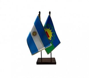 BANDERA DE ESCRITORIO C/MASTIL DE MADERA ARGENTINA Y BUENOS AIRES