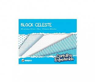 BLOCK DIDACTICO MURESCO CARTULINA ENTRETENIDA HOJAS CELESTE