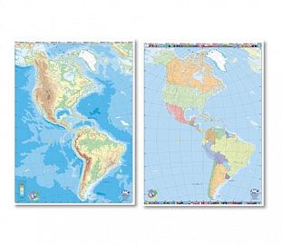 MAPA MURAL MUDO M.C D.FAZ FISICO-POLITICO 95X130CM CONT. AMERICANO