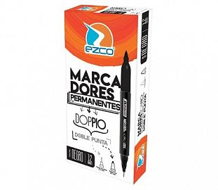 MARCADOR PERMANENTE DOBLE PUNTA EZCO DOPPIO CJ X12