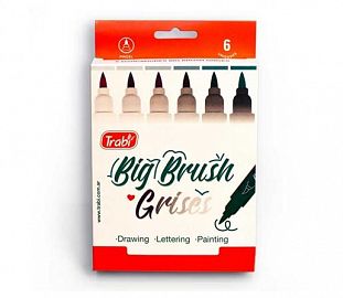 MARCADOR PUNTA PINCEL TRABI BIG BRUSH GRISES EST X6