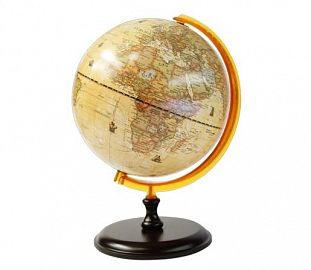 GLOBO TERRAQUEO BASE MADERA 25CM ANTIGUO